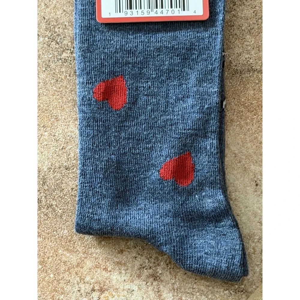 Disney Valentine Mickey Mouse as Cupid Gray Crew Socks Women's Size 6-12